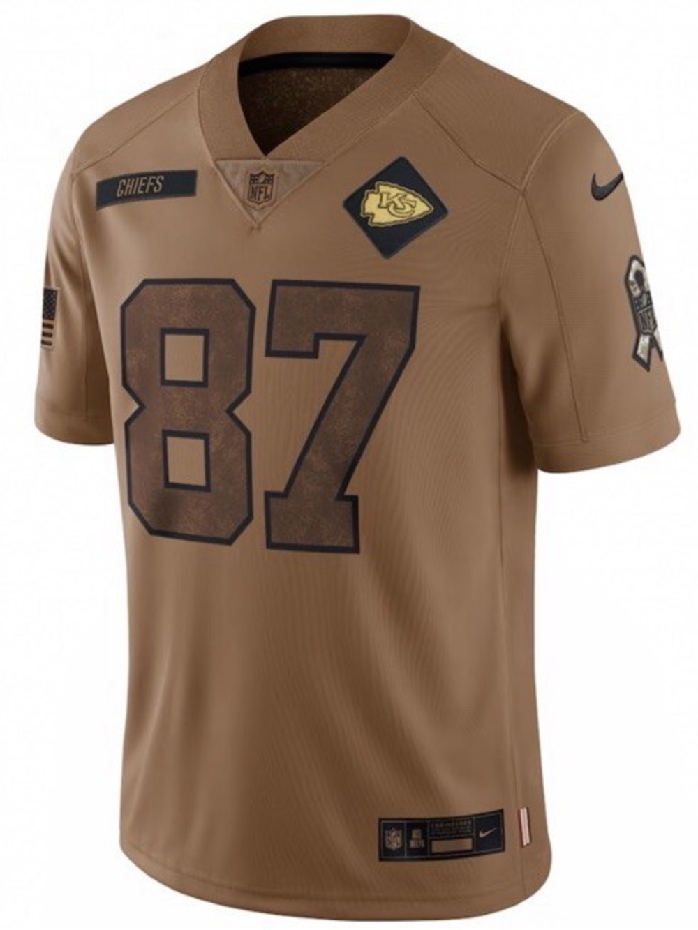 Kansas City Chiefs Travis Kelce Nike Brown 2023 Salute To Service
Limited Jersey